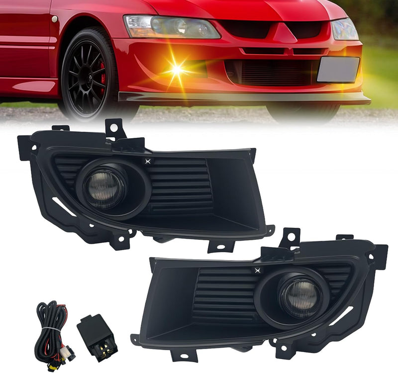 OKSIWA Fog Lights Compatible with 2004 2005 2006 Mitsubishi Lancer Front Bumper Driving Fog Lamps - Clear Lens-1