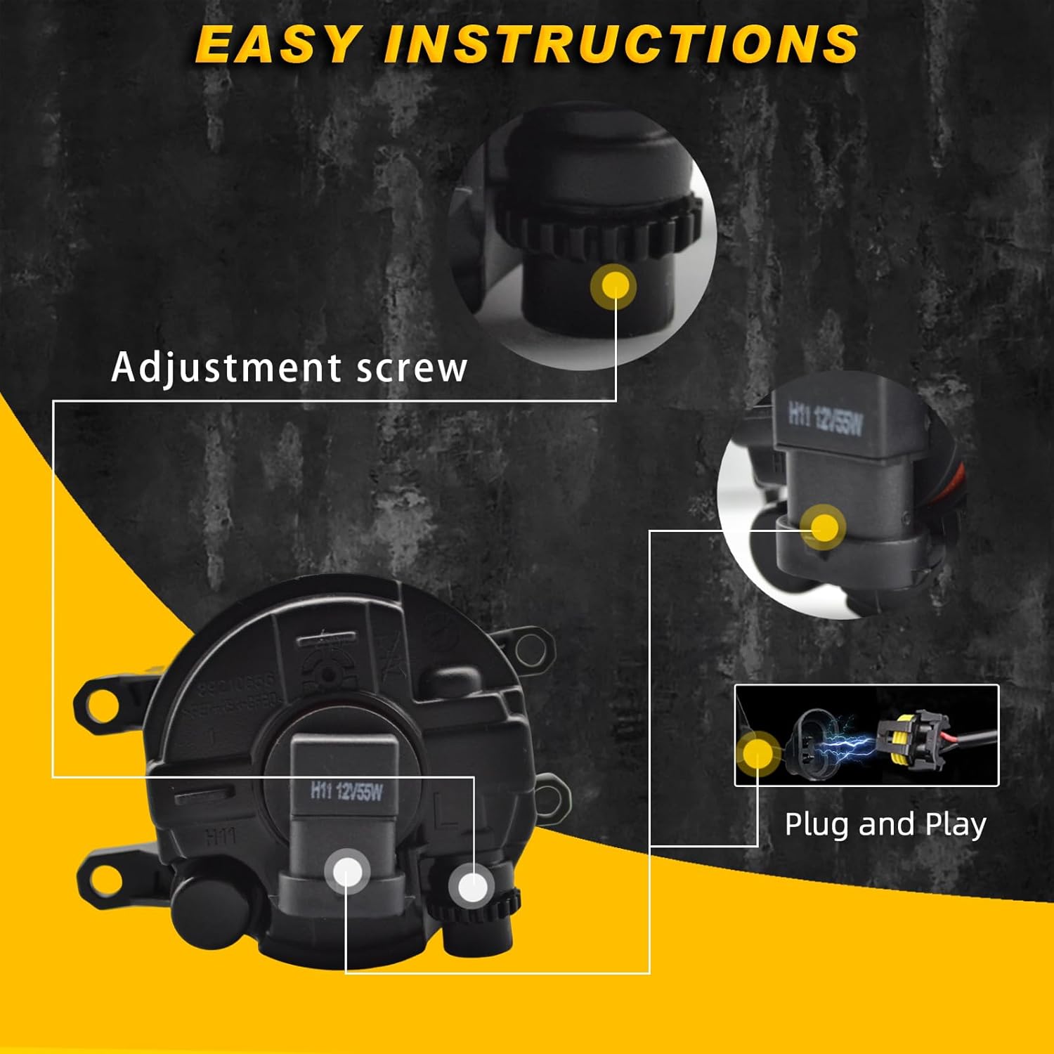 OKSIWA Fog Lights Compatible With Toyota RAV4 2006 2007 2008, 1 Pair Fog Lamps with Bezels and H11 12V 55W Bulbs included Switch and Wiring kit-3