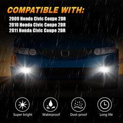OKSIWA LED Fog Light for 2009-2011 Honda Civic Coupe 2dr,Front Bumer Driving Light Kit, Fog Lamp Assembly Replacement with Switch and wiring Harness, Plug and Play, Easy to Install-4