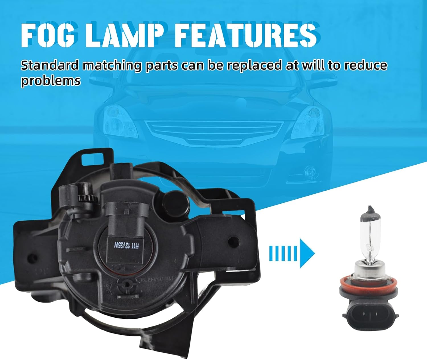 OKSIWA Fog Lights Compatible With 2010 2011 2012 Altima 4DR Sedan Fog Lights Front Bumper Lamps with Halogen Bulb Harness and Switch Left Driver and Right Passenger Side-4
