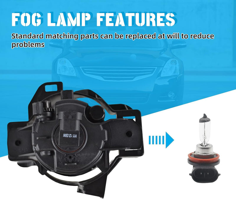 OKSIWA Fog Lights Compatible With 2010 2011 2012 Altima 4DR Sedan Fog Lights Front Bumper Lamps with Halogen Bulb Harness and Switch Left Driver and Right Passenger Side-4