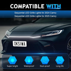 OKSIWA Sequential LED Middle Grille Light For 2025-2026 Toyota Camry SE/XSE, with Starting Animation, Dynamic Turn Signal,White Daytime Running Lights, Front Driving Hood Light-5