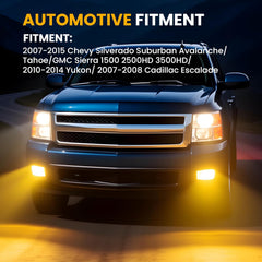 DOT Approved Yellow LED Fog Lights with DRL for 2007-2015 Chevy Silverado/Suburban/Tahoe/Avalanche & GMC Sierra Yukon Plug & Play-2
