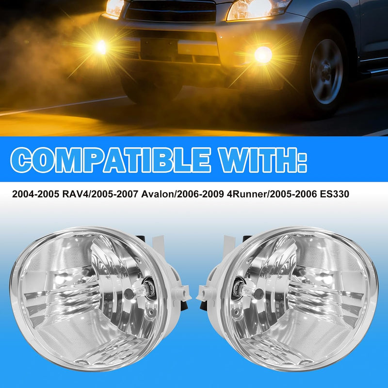 OKSIWA Fog Lights Compatible with 2004-2005 Rav4/ 2005-2007 Avalon/ 2006-2009 4 Runner/ 2005-2006 Lexus ES330, 1 Pair Front Bumper Driving Fog Lamps Clear Lens-2