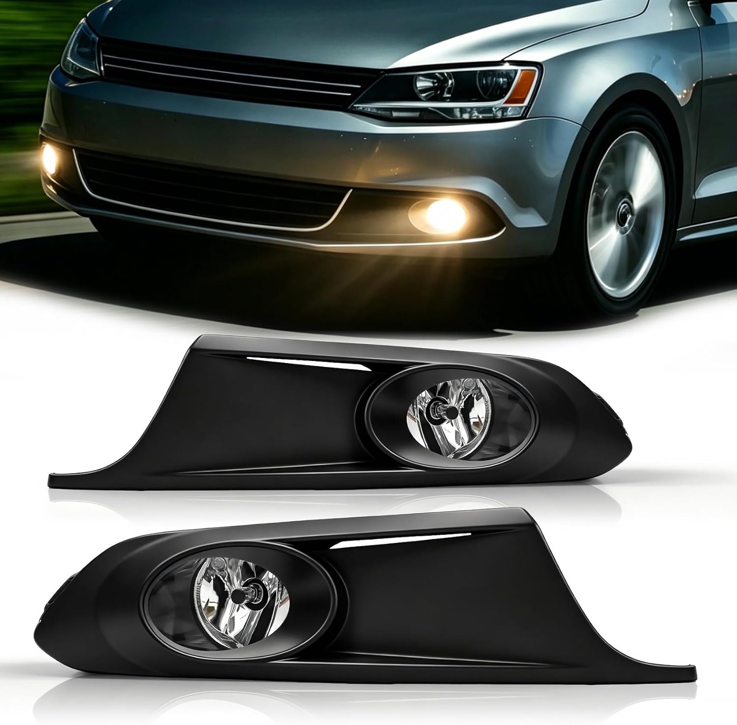 OKSIWA Fog Lights for 2011-2014 Volkswagen Jetta & Golf Mk6,OEM Style Direct fit Replacement, Improved Visibility, Easy Installation, Durable Fog Lamps