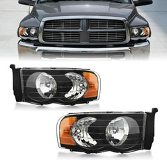 OKSIWA Headlights Assembly for 2002–2005 Dodge Ram 1500 2500 3500, OEM Style Replacement Headlamp Housing, Factory Fit,Plug & Play, No Bulbs Included,Black Trim-1