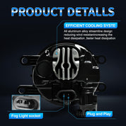 OKSIWA LED Fog Lights for 2016 2017 2018 Toyota RAV4,1 Pair Front Driving Fog Lamps Kits with Wiring Harness Switch,Clear Lens