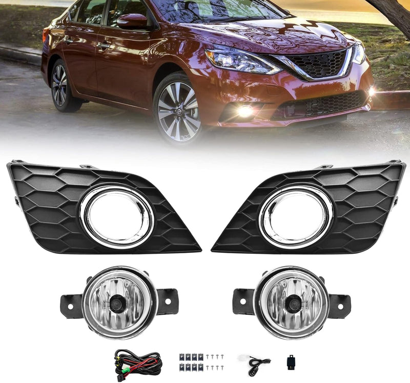 OKSIWA Fog Lights Assembly Compatible with 2016 2017 2018 2019 Sentra Replacement H11 12V 55W Halogen Bulbs-2
