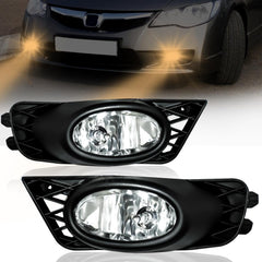OKSIWA Halogen Fog Lights Fit for 2009 2010 2011 Honda Civic 4-Door Sedan,Front Bumer Driving Light Kit,Fog Lamps Replacement with Wiring Harness,Clear Lens,Plug and Play-1
