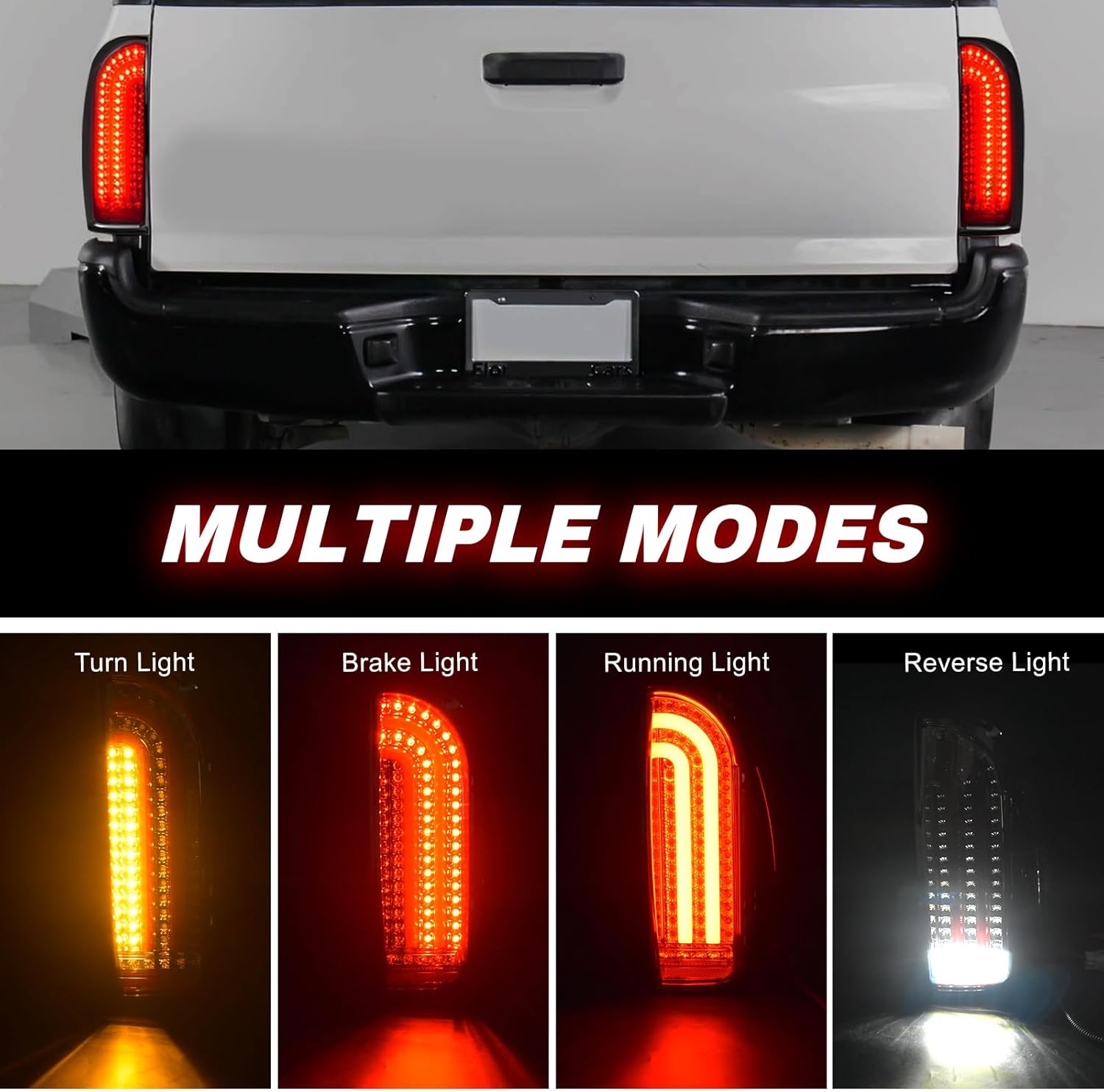 OKSIWA Dynamic Smoked LED Tail Lights for 2005-2015 Toyota Tacoma - Bright Brake, Turn Signal, Reverse Lights with Sequential Animation | IP67 Waterproof