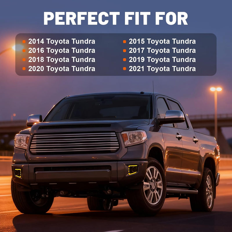 OKSIWA LED Front Bumper Fog Light DRL Compatible with 2014-2021 Toyota Tundra Replacement Front Bumper Trim, with DRL harness, Function as Dynamic Sequential Turn Signal Lights-3