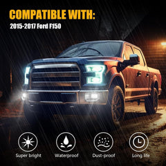 OKSIWA LED Fog Light-For 2015-2017 Ford F150,Replacement Fog Light Assembly, Driving Fog Lamps,Waterproof,Easy to Install-2