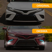 OKSIWA LED Fog Light with 3-Colors Day Running Light Compatible with 2018 2019 2020 Toyota Camry SE/XSE/TRD,Amber Turn Signal light, Blue light for Night,Front Bumper Fog Lamp Replacement Kit