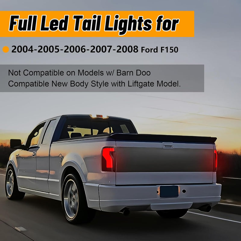 OKSIWA Full Led Tail Lights Compatible with Ford F150 2004 2005 2006 2007 2008 Starting Animated, Dynamic Turn Signal, Brake Light, Reverse Light Smoked Rear Light Assembly, Tail Lamps-3