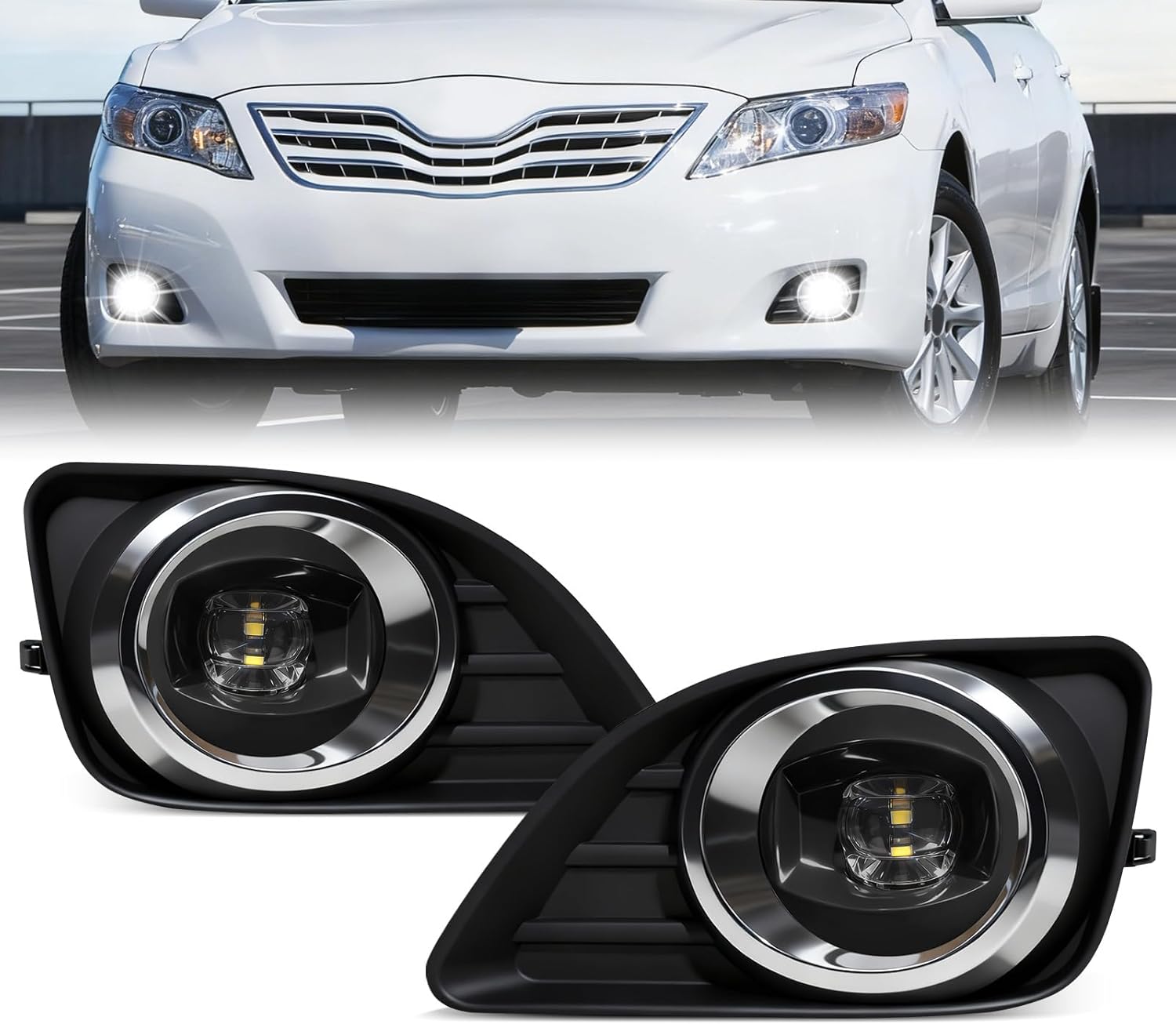 OKSIWA LED Fog lights Assembly For 2010-2011 Toyota Camry, Waterproof And Durable Fog Lights For Toyota Camry With Advanced Chip For Enhanced Visibility In All Weather (Left Driver and Right Passenger Side)