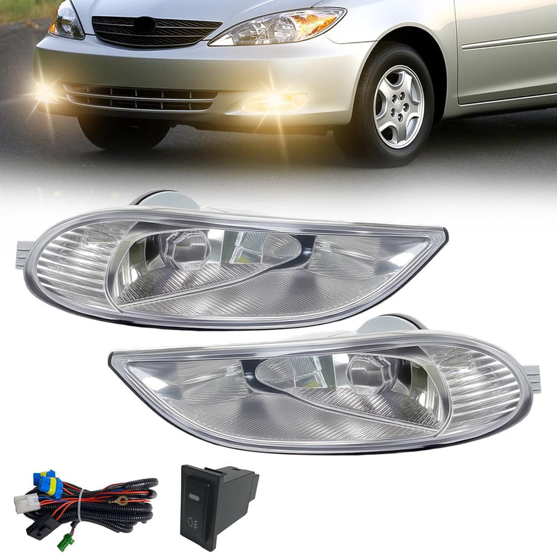 OKSIWA Fog Lights Compatible with 2002 2003 2004 Camry, 2005 2006 2007 2008 Corolla, 2002 2003 Solara, A Pair Of Fog Lamps With 9006 12V 55W Halogen Bulbs, Wiring Harness And Clear Lens-1