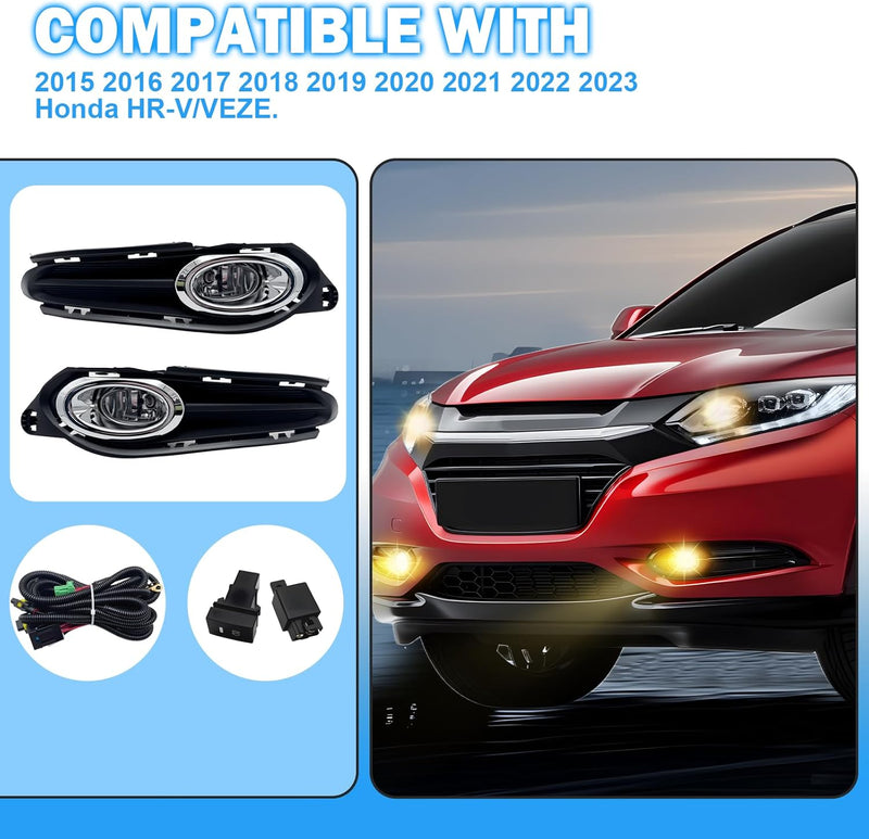 OKSIWA Fog Lights Assembly Compatible With 2015 2016 2017 2018 2019 2020 2021 2022 2023 HR-V/VEZE Front Bumper Driving Fog Lamp Light Kits-5