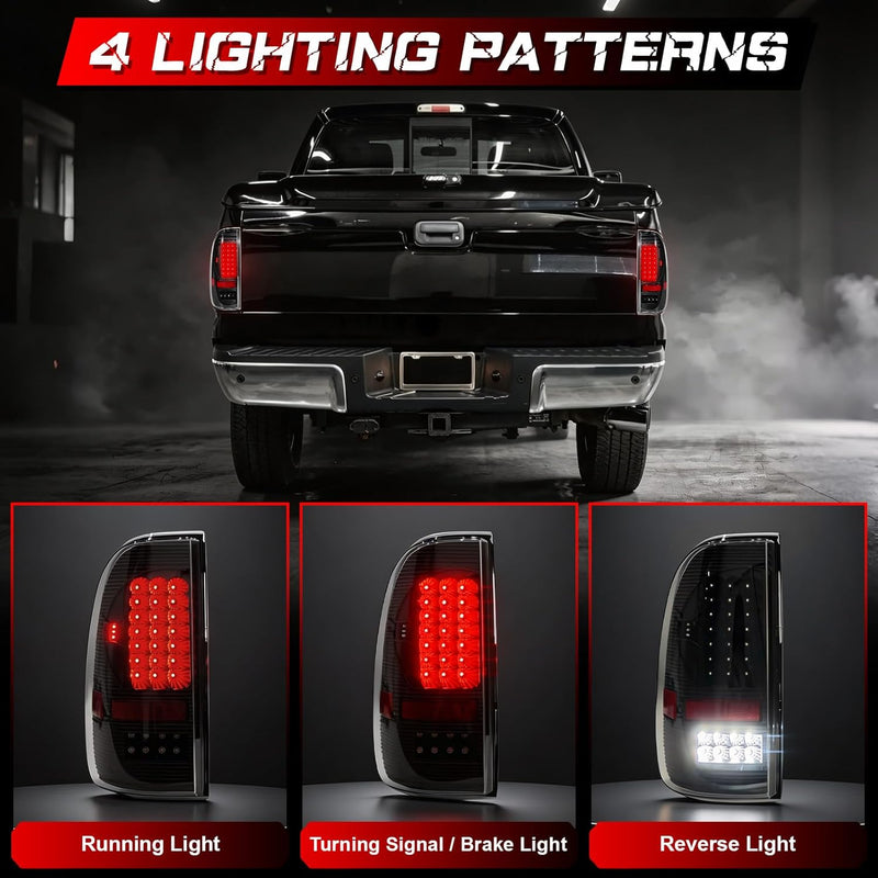 OKSIWA Clear Lens Full Led Tail Lights Compatible with 2008-2016 Ford F250 F350 F450 Turn Signal,Brake Light,Reverse Light Rear Light Assembly Replacement-2