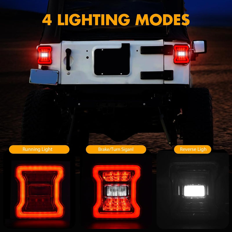 OKSIWA LED Tail Lights Fit For 2007-2018 Jeep Wrangler JK JKU, Tunnel Shaped Design Rear Lights, Running, Brake, Turn Signal, Reverse Light Tail Lamp, Easy to Install,Smoked Lens-2