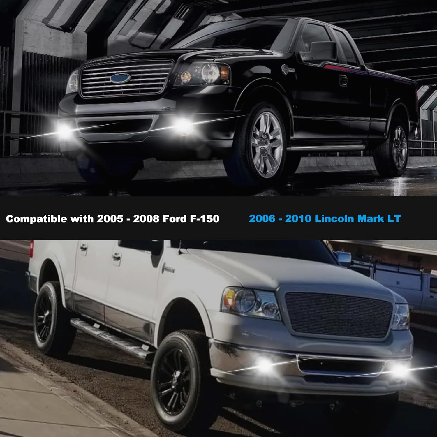 OKSIWA Ultra-Bright LED Fog Lights with DRL and Turn Signals Fit for 2005 2006 2007 2008 Ford F150, 2006-2010 Lincoln Mark LT, Front Driving Fog Lamps Assembly, DOT Certified - 1 Pair