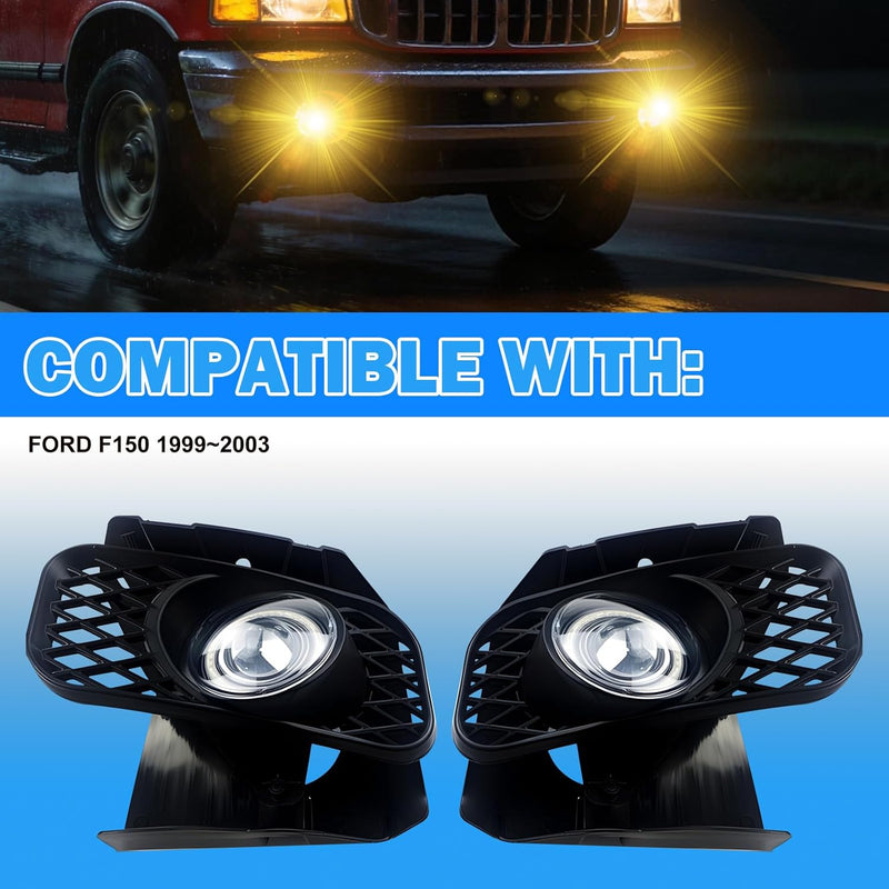 OKSIWA LED&DRL Fog Lights Compatible with 2015-2020 Ford F150, LED Fog Light Assembly Kit with Daytime Running Lights,Front Bumper Lamps Set-4