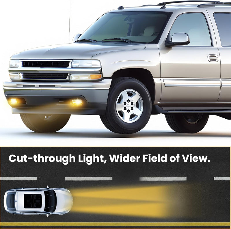 DOT Approved Yellow LED Fog Lights for 1999-2006 Chevy Silverado Tahoe Suburban Plug & Play-2