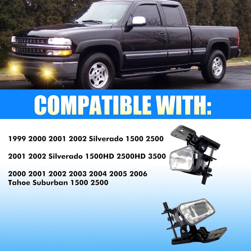 OKSIWA Fog Lights Assembly Fits For 1999-2002 Silverado 1500 2500/2001 2002 Silverado 1500HD 2500HD 3500/2000-2006 Tahoe Suburban 1500 2500 With Halogen Bulbs- Left & Right Side-5