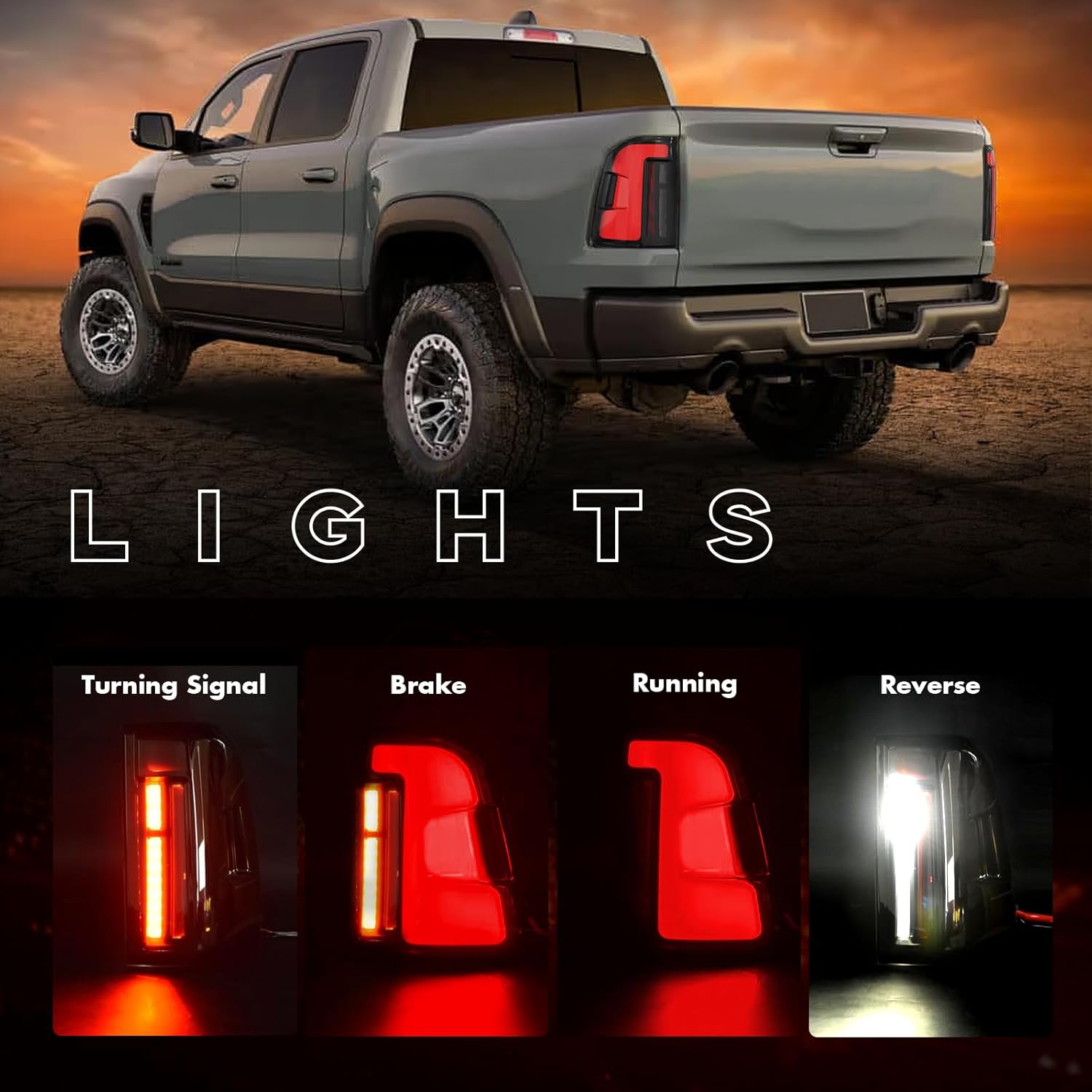 OKSIWA Sequential Full Led tail lights for 2019-2024 Dodge Ram 1500 (without Bilnd Spot) Starting Animated Rear Light Assembly, Dynamic Turn Signal,Brake,Reverse Smoked Not applicable to classic