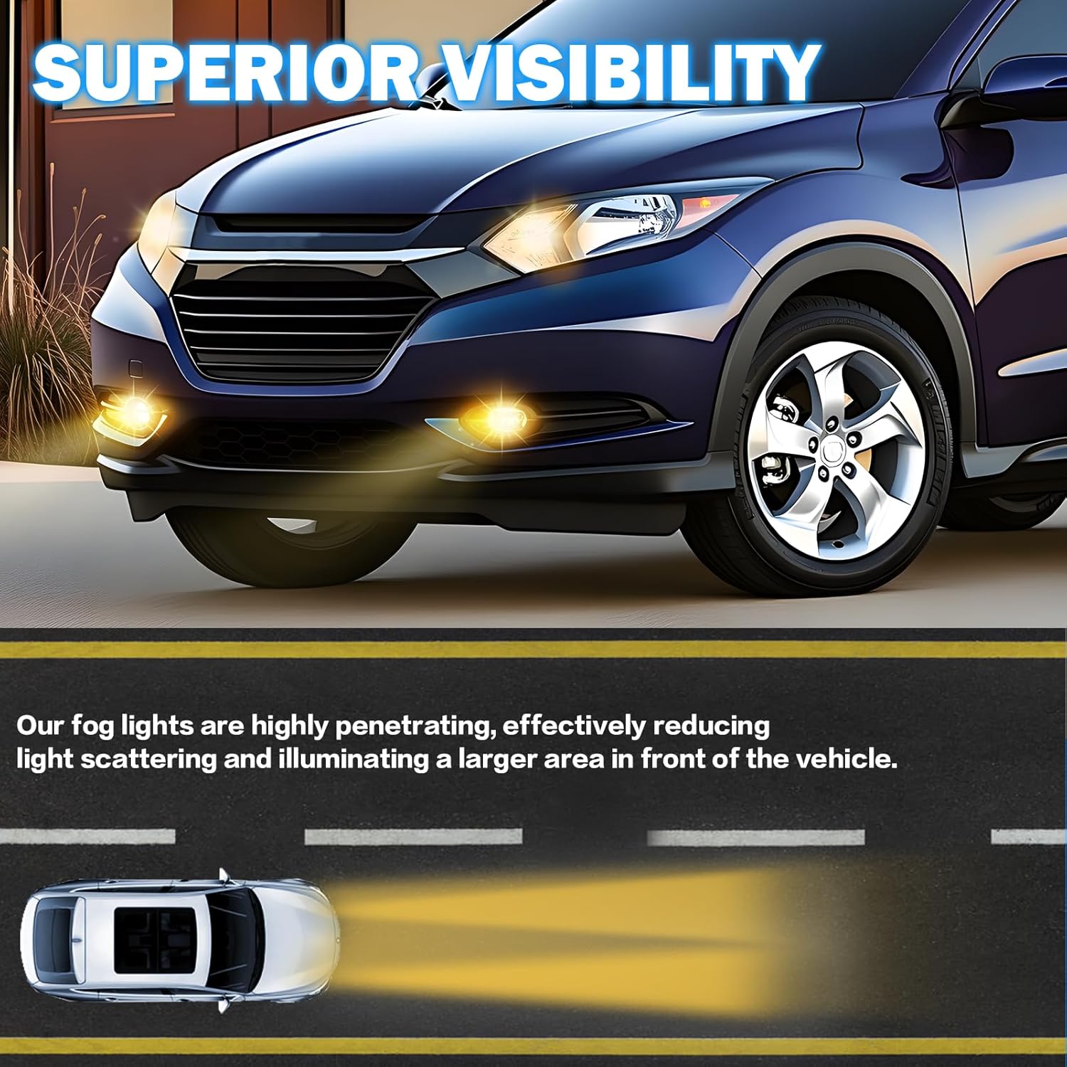 OKSIWA Fog Lights Assembly Compatible With 2015 2016 2017 2018 2019 2020 2021 2022 2023 HR-V/VEZE Front Bumper Driving Fog Lamp Light Kits
