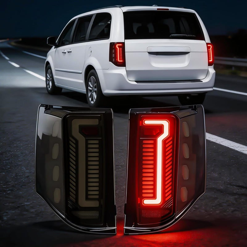OKSIWA Sequential LED Tail Lights Kit for 2011-2020 Dodge Grand Caravan, LED Rear Lights Assembly with Start-Up Animation, Dynamic Turn Signals, Brake Light,Reverse Light -Smoked-5