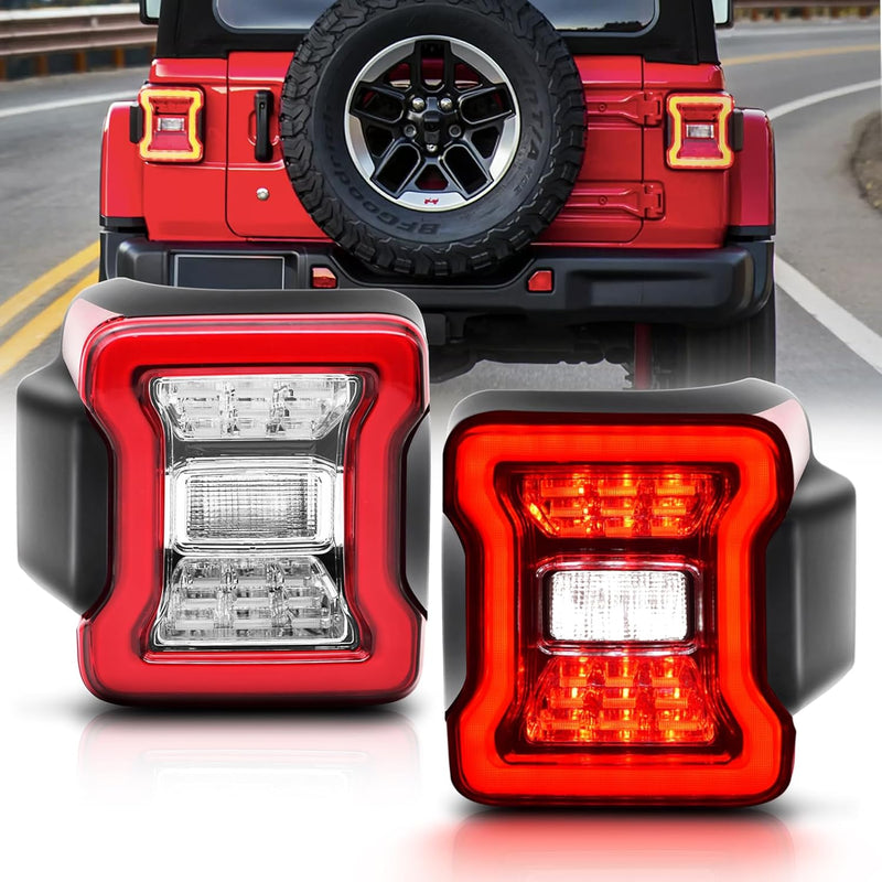 OKSIWA Full LED Tail Light Fit for 2018 2019 2020 2021 2022 2023 Jeep Wrangler JL(For Stock Halogen Model to Upgrade to FULL LED),LED Rear Light Set Brake Lamp Tail Lamp-1