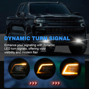 OKSIWA LED Fog Lights for 2019-2023 Chevrolet Silverado 1500 2500HD 3500HD with DRL and Dynamic Turn Signal, LED Fog Light Assembly Replacement Lamp Kit with Start-up Animation, Clear Lens