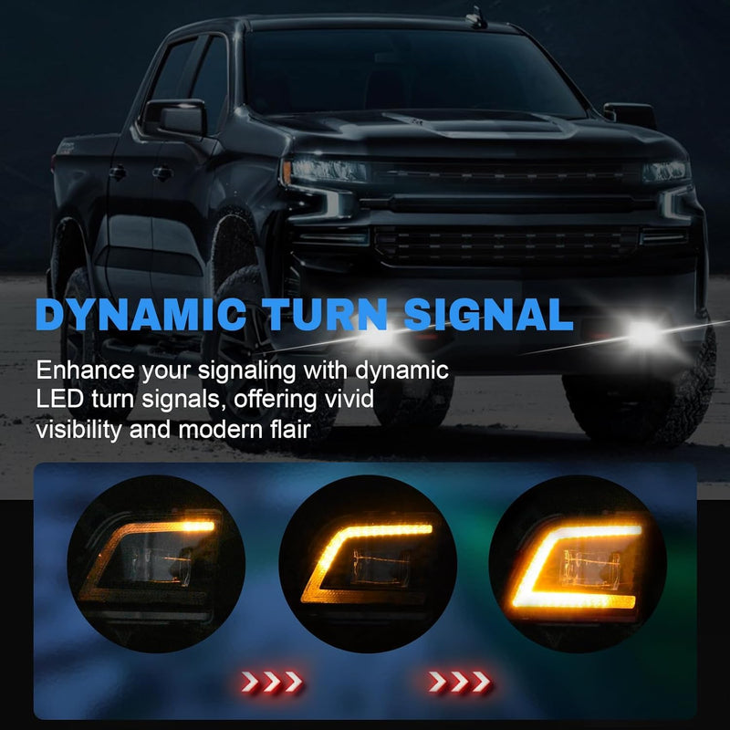 DOT Compliant Animated Sequential LED Fog Lights with DRL for 2019-2023 Chevy Silverado Clear Lens Plug & Play-4