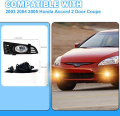 OKSIWA Fog Lights Compatible with 2003 2004 2005 Honda Accord 2 Door Coupe, A Pair Of Driving Fog Lights With Wiring Harness(Clear Lens)-4