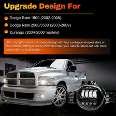 OKSIWA LED Fog Lights for 2002-2008 Dodge Ram 1500, 2003-2009 Ram 2500 3500, 2004-2006 Durango Pickup, Led Fog Lamp Upgrade and Modified - 4 Star-4
