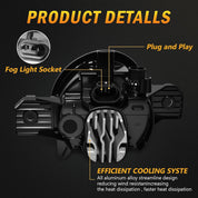 OKSIWA LED Fog Lights, Compatible with Nissan Altima Sedan 2007 2008 2009, Front Bumer Driving Light Fog Lamp Assembly Kit with Wiring Harness, Switch,Plug and Play