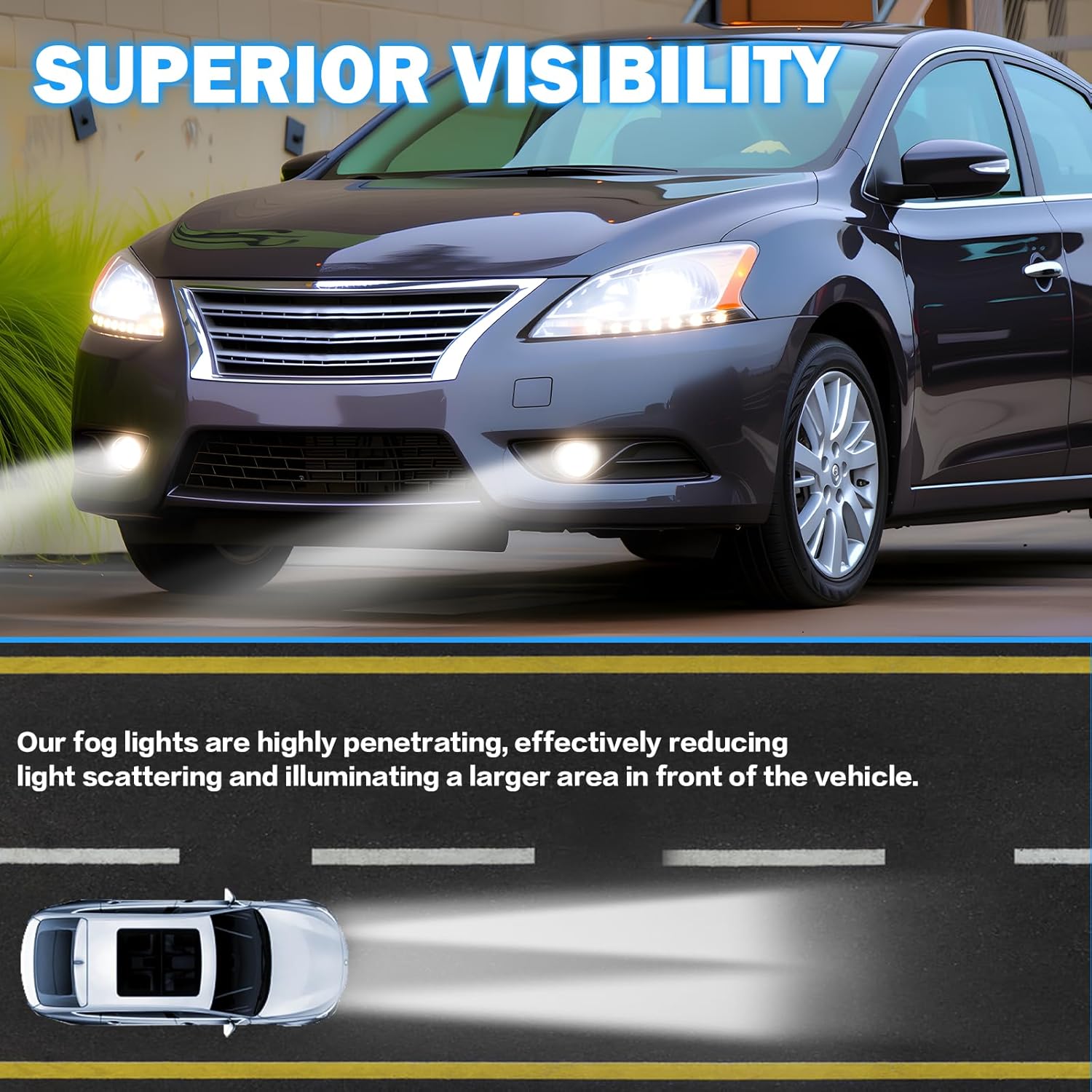 OKSIWA LED Fog Lights Assemblies Compatible With 2013 2014 2015 Nissan Sentra Clear Lens Front Bumper Fog Lights-2