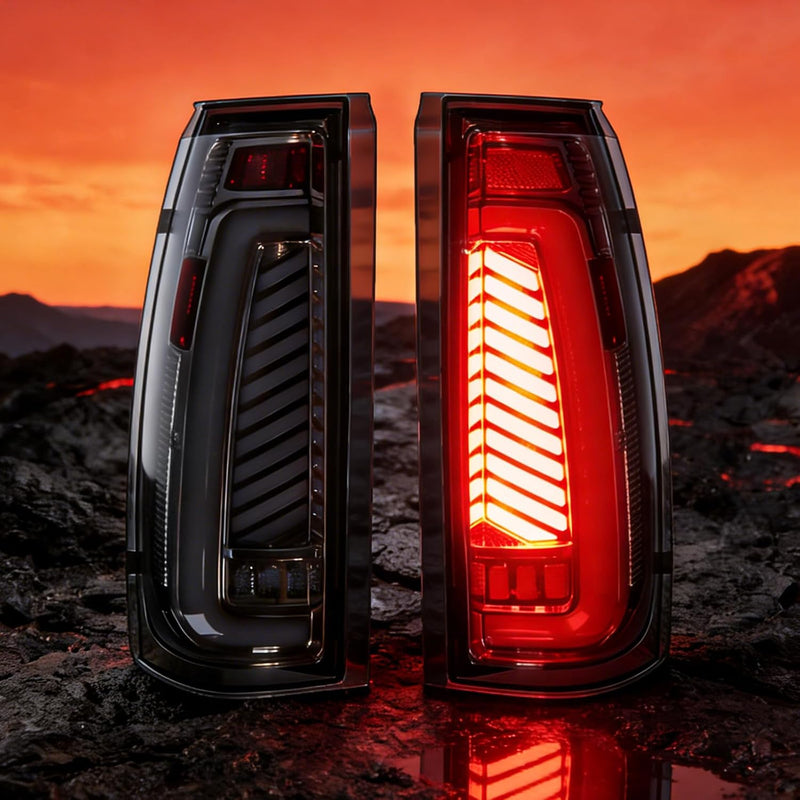 Animated Sequential Smoked LED Tail Lights for 1988-1998 Chevy GMC C/K Sierra, 92-99 Suburban Yukon, 95-99 Tahoe,Blazer,Cadillac Escalade Plug & Play-1