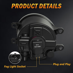 OKSIWA Halogen Fog Lights,For 2019-2025 Toyota Rav4, Front Bumper Fog Lamp Assembly kit, with Bezel Wiring Harness,Plug and Play,Easy to Install-5