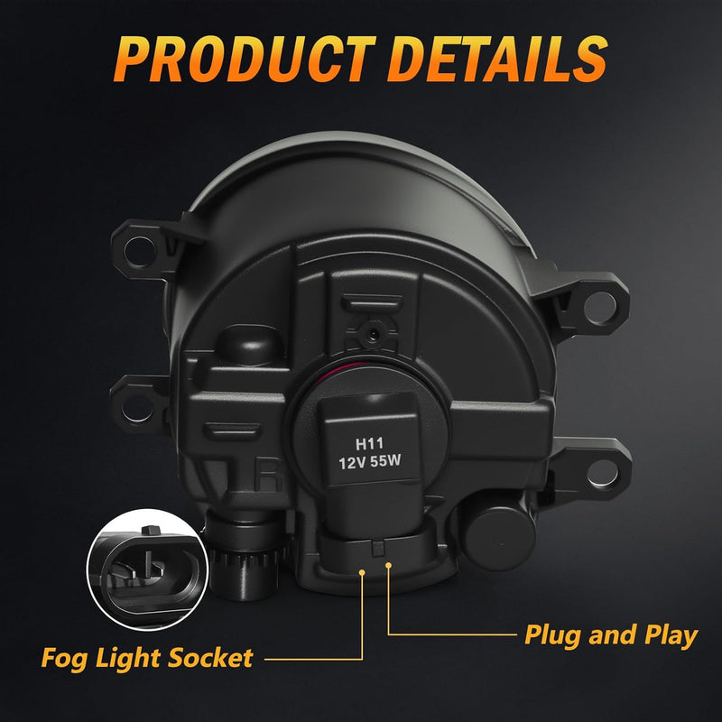 OKSIWA Halogen Fog Lights,For 2019-2025 Toyota Rav4, Front Bumper Fog Lamp Assembly kit, with Bezel Wiring Harness,Plug and Play,Easy to Install-5