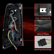OKSIWA Sequential Full Led tail lights for 2003-2006 Chevy Silverado Starting Animated Tail Light Assembly 1pair Rear lights Smoked Dynamic Turn Signal,Brake Light,Reverse Light