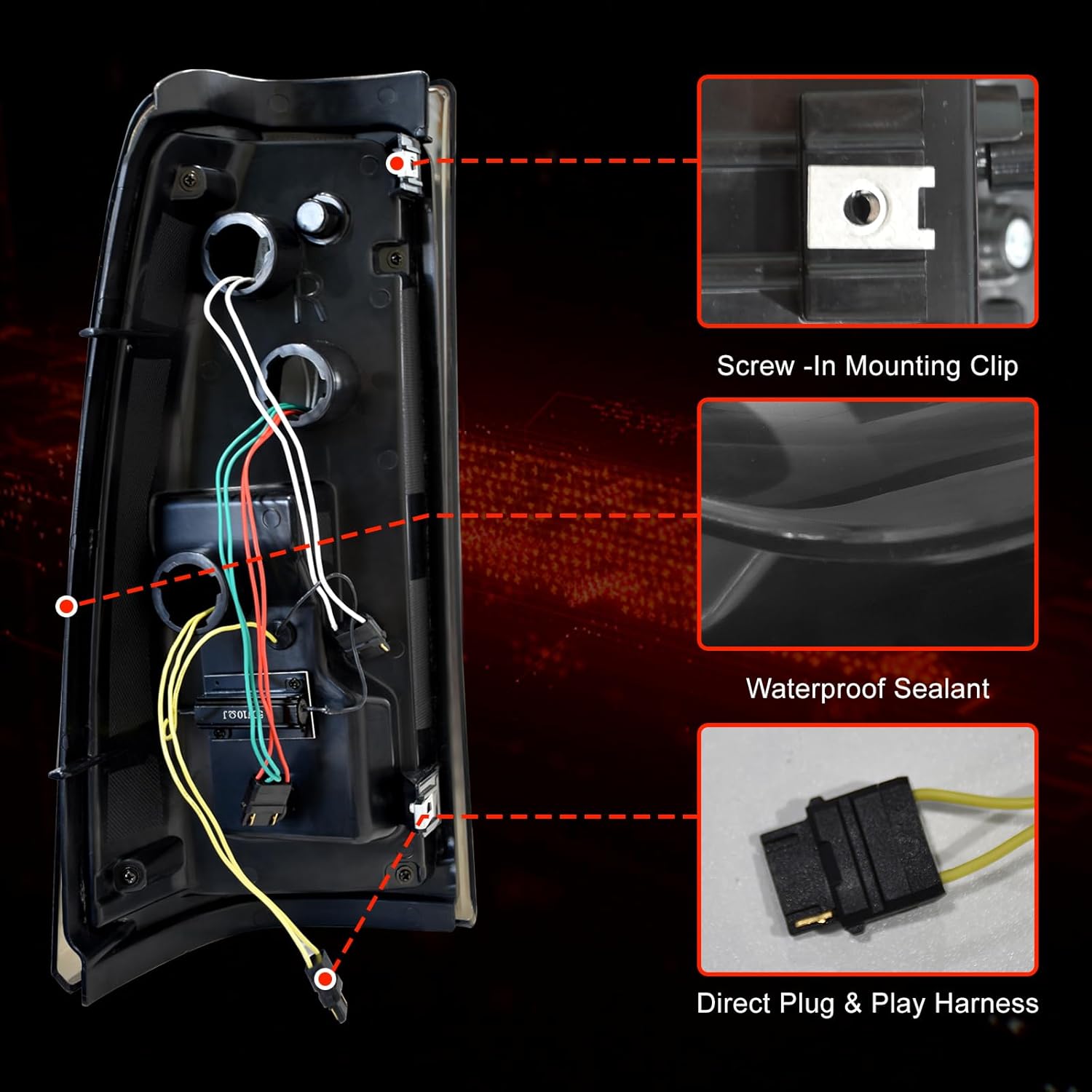 OKSIWA FULL LED Tail Light for 2003-2006 Chevy Silverado,Unique Shaped Design Running light,Turn Signal, Reverse Light, Rear Lights Set, Easy to Install,Waterproof