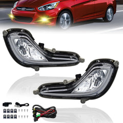 OKSIWA Fog Lights Fit For 2012-2017 Hyundai Accent Pair Fog Lights Bumper Lamps Full Kit with Switch and Harness (Clear Lens)-1