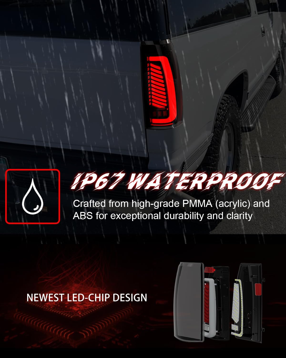 OKSIWA Sequential LED Tail Lights for 1988-1998 Chevy GMC C/K, Silverado, Sierra, 1992-1999 Suburban Yukon, 95-99 Tahoe, Pickup Truck Rear Lights with Start-Up Animation, Dynamic Turn Signals