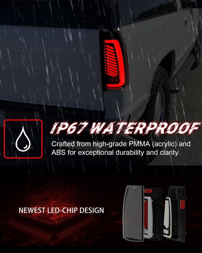 Animated Sequential LED Tail Lights for 1988-1998 Chevy GMC C/K Sierra, 92-99 Suburban Yukon, 95-99 Tahoe,Blazer,Cadillac Escalade Plug & Play-7