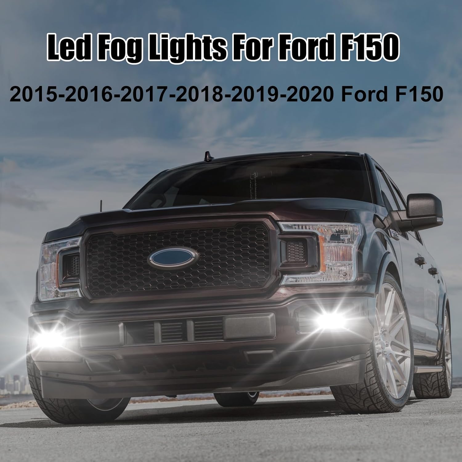 OKSIWA LED Fog Lights For 2015 2016 2017 2018 2019 2020 Ford F-150 Bumper Driving Fog Lamps Set Assembly Kit 1 Pair (Clear Lens)