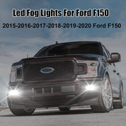 OKSIWA LED Fog Lights For 2015 2016 2017 2018 2019 2020 Ford F-150 Bumper Driving Fog Lamps Set Assembly Kit 1 Pair (Clear Lens)