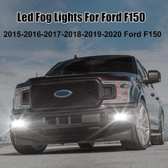 OKSIWA LED Fog Lights For 2015 2016 2017 2018 2019 2020 Ford F-150 Bumper Driving Fog Lamps Set Assembly Kit 1 Pair (Clear Lens)-3