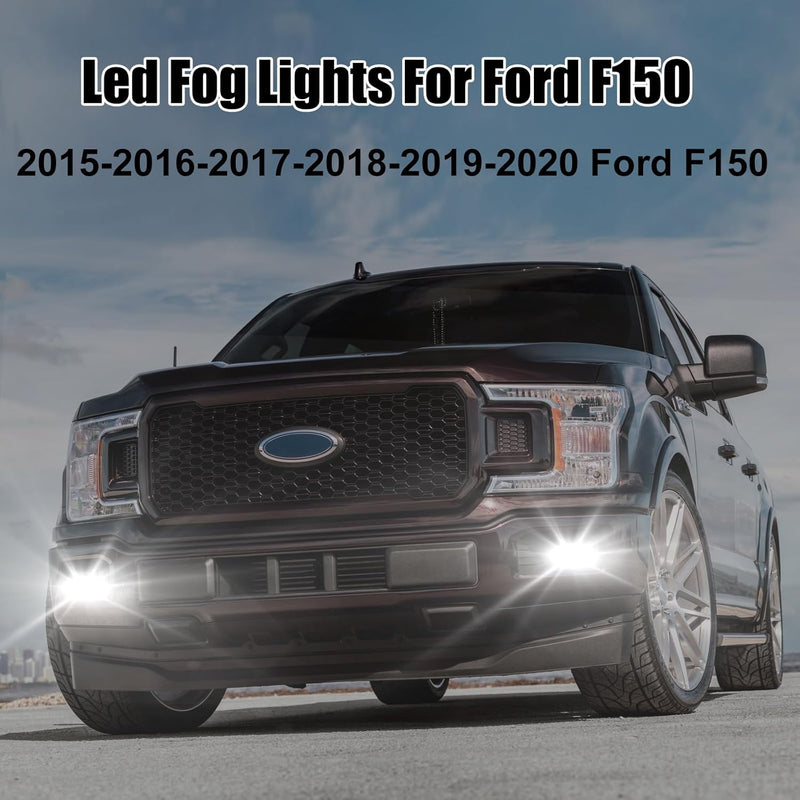 OKSIWA LED Fog Lights For 2015 2016 2017 2018 2019 2020 Ford F-150 Bumper Driving Fog Lamps Set Assembly Kit 1 Pair (Clear Lens)-3