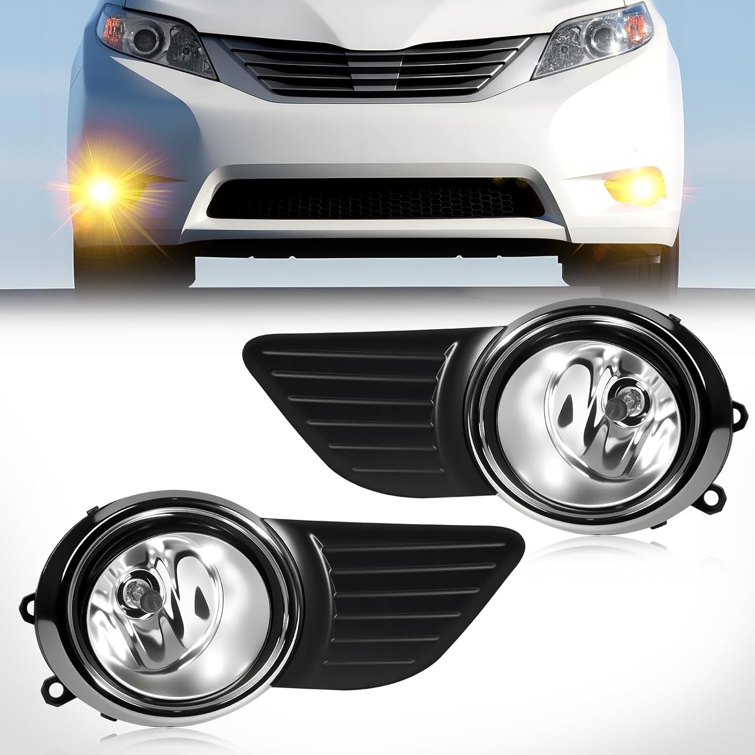 OKSIWA LED Fog Lights Compatible With 2012-2016 Sienna Se Front Bumper Driving Fog Lamps for Passenger and Driver Side (Clear Lens)
